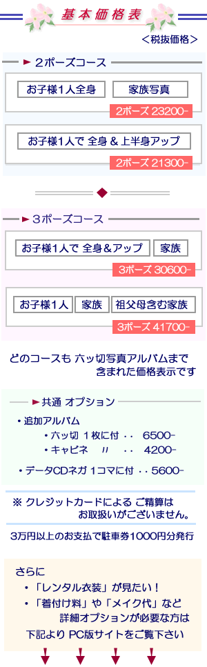 七五三 基本価格表